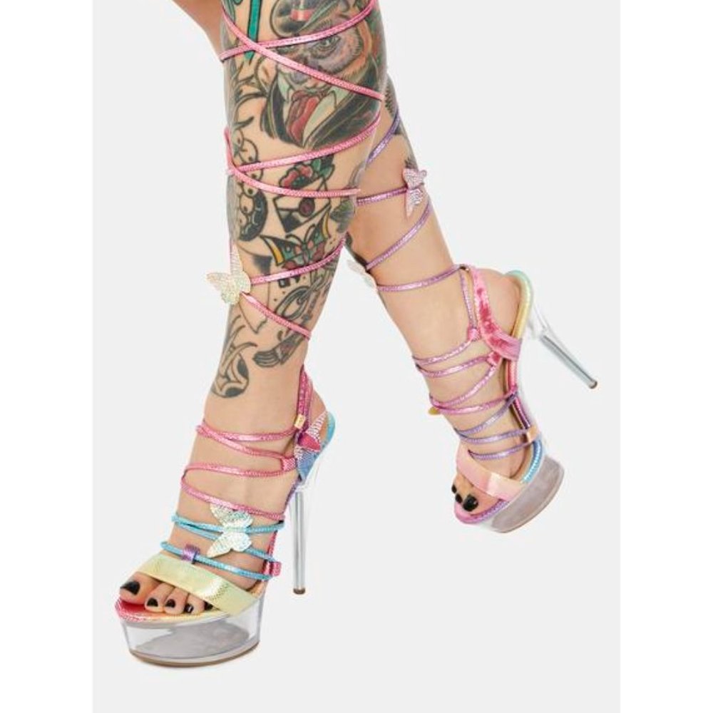 Dolls Kill Rainbow Next Level Hottie Platform Heels